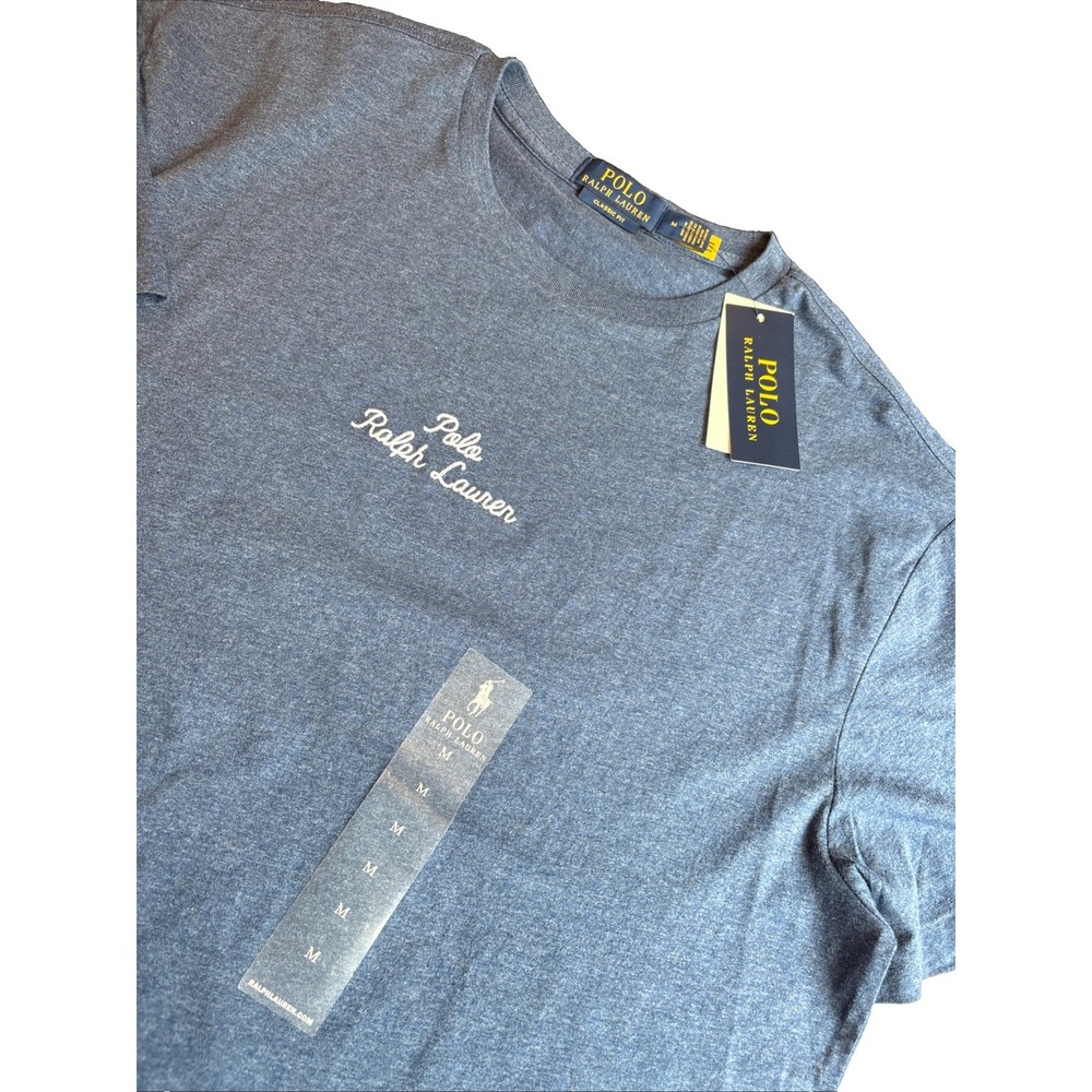Polo Ralph Lauren Men's MED Classic Fit Stitched Logo Pony T-Shirt Tee Navy Blue